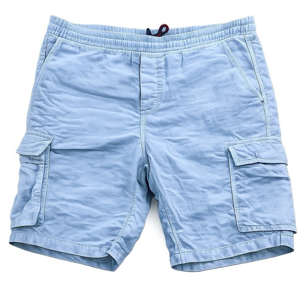 carbon2cobalt SHORTS Men  LARGE Aqua Linen-Cotton Blend Flat Front CARGO